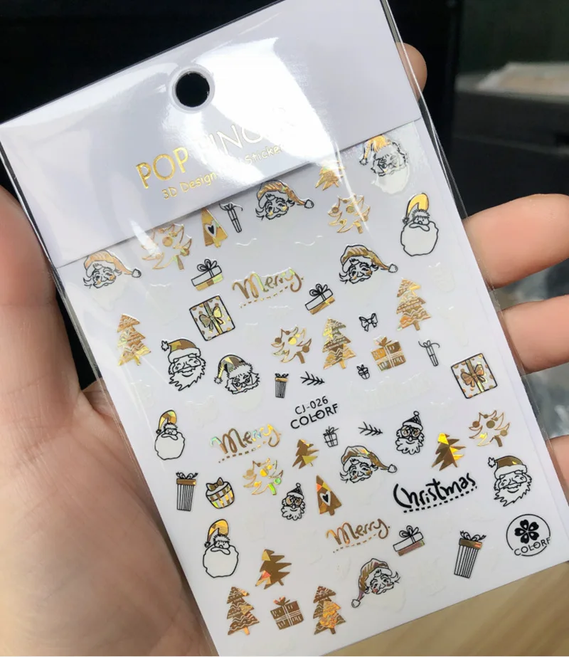 

Новые японские наклейки для ногтей, 3d наклейки для ногтей, трехмерные наклейки в виде снежинок, Рождественский дизайн ногтей