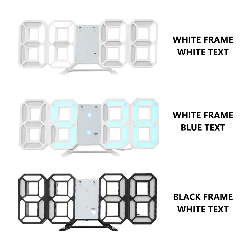 3D LED Wall Clock Modern Design Digital Table Alarm Nightlight Saat reloj de pared Watch For Home Living Room Decoration | Дом и сад