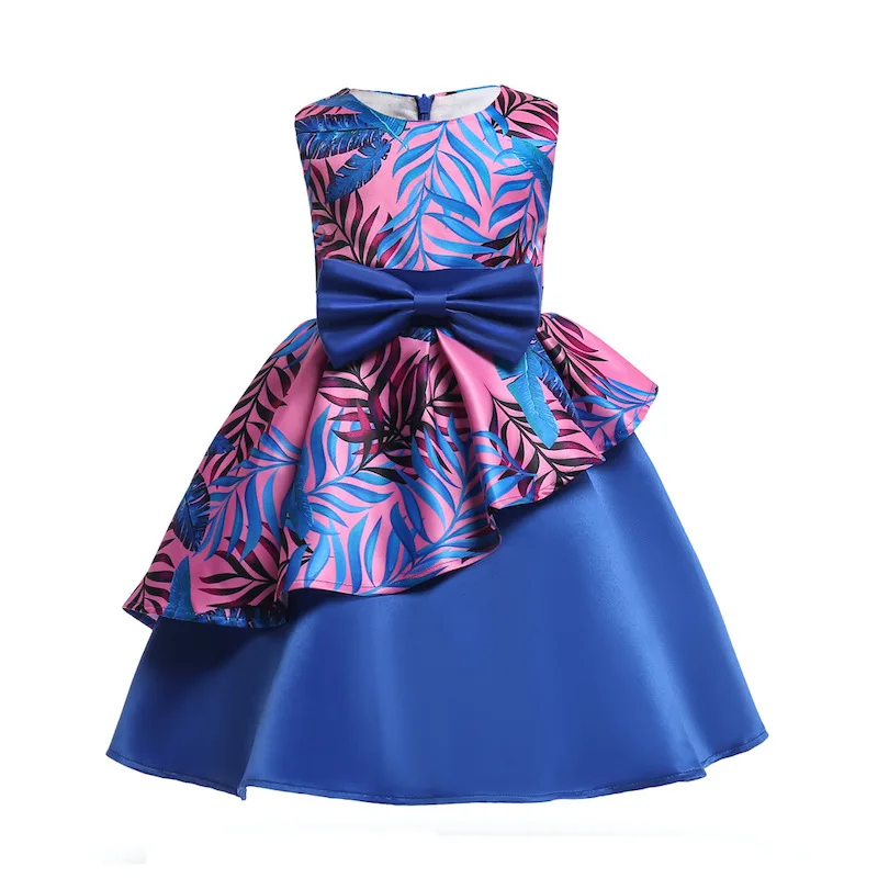 

Light Blue Floral Girl Dress Satin Vestido De Festa Egirl Kerst Jurk Baby Girl Dresses Robe Noel Fille Spring And Autumn Dress