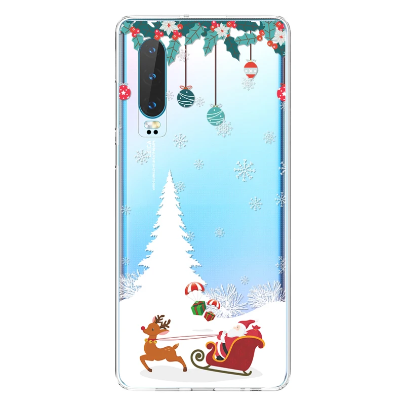Мягкий чехол Yokata для Huawei P30 lite pro с рождественским оленем прозрачная задняя крышка