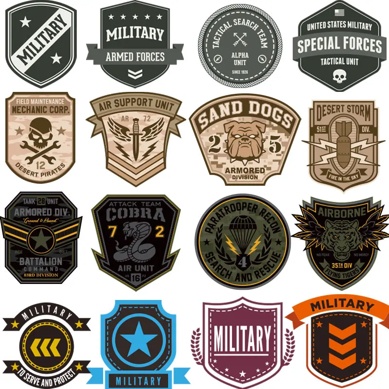 

Military Badge Iron on Transfers for Clothing Animal Badges Leather Patch DIY Clothing Thermoadhesive Patches Stickers Appliques