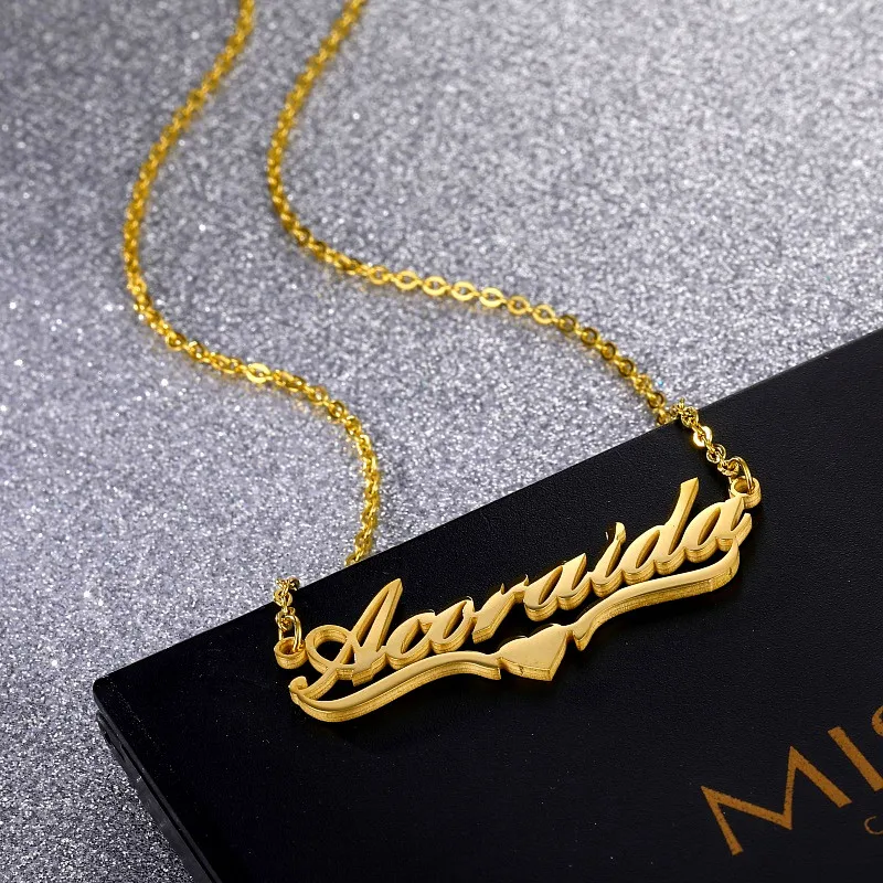 Ожерелья на заказ золотые ювелирные изделия из нержавеющей стали с именной