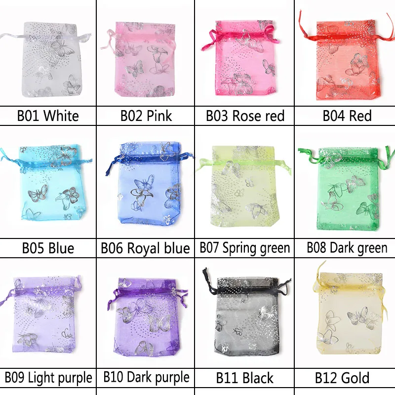 

20P 7x9 9x12 11x16 13x18 15x20cm Drawable Organza Jewelry Packaging Bags Wedding Party Decoration Favors Gift Candy Bags Pouches