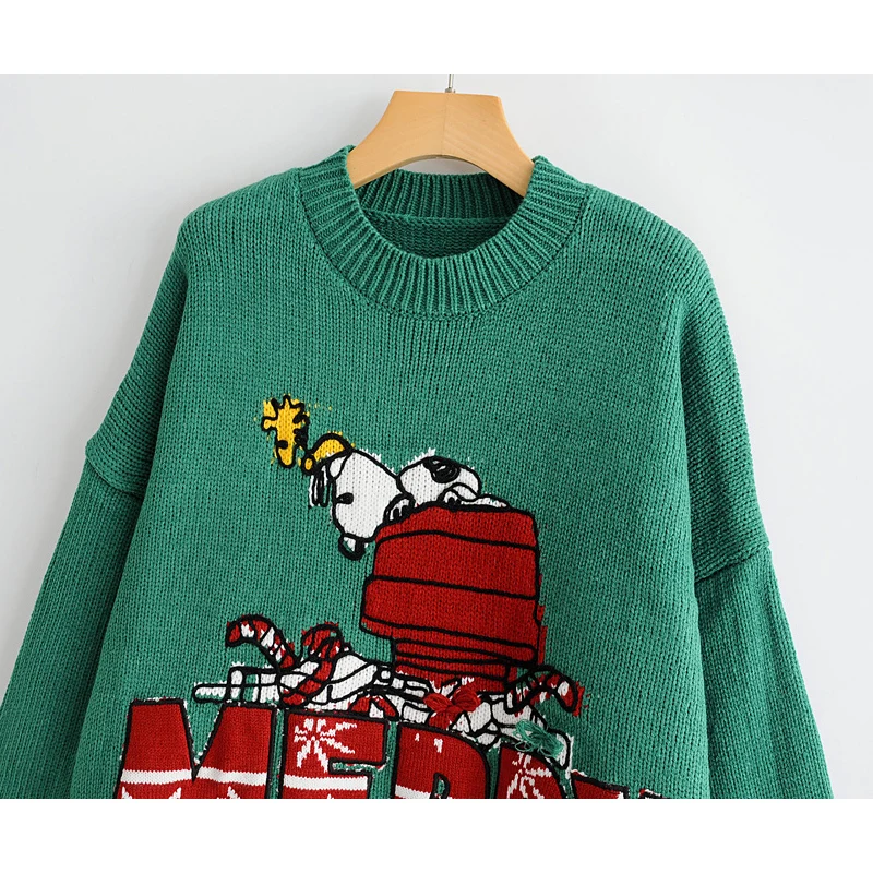 Мода Za chic Snoopy свободный ленивый осенне-зимний свитер джемпер пуловеры для женщин женский зимний базовый джемпер saraing