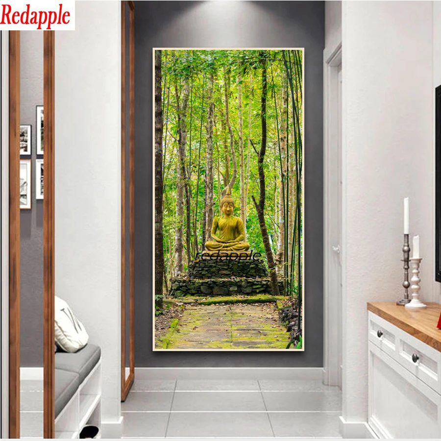 

Buddhism Zen Buddha Statue forest Diy Diamond Painting rhinestone full square round drill diamond embroidery mosaic home decor