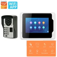 ru es fr de switchable 7 inch wired wifi fingerprint video door phone doorbell intercom system with door access control system