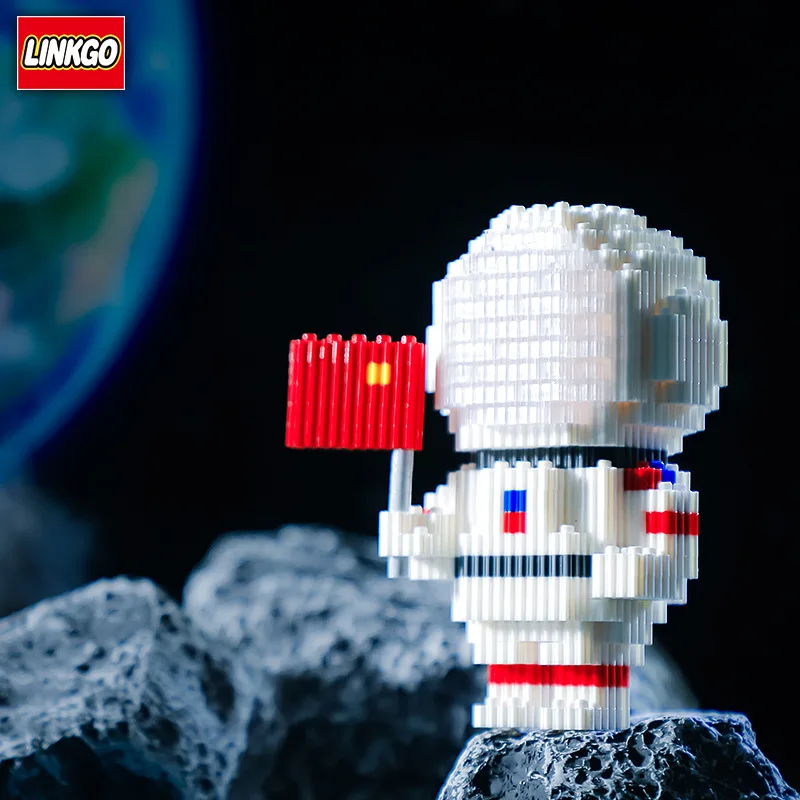 LINKGO модные строительные блоки кирпичи игрушки Дети Луна астронавт 3D Фигурки пазл