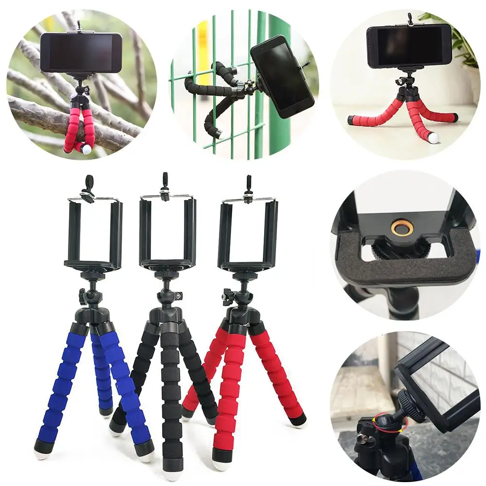 Мини штатив Многофункциональный гибкий портативный губчатый с зажимом для