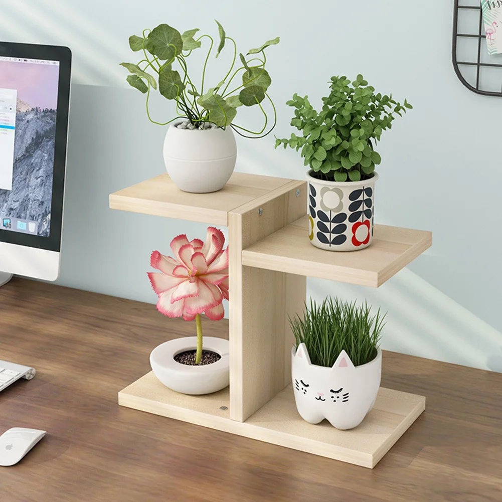 Деревянная подставка для растений 4 уровня вертикальная полка стеллаж цветов