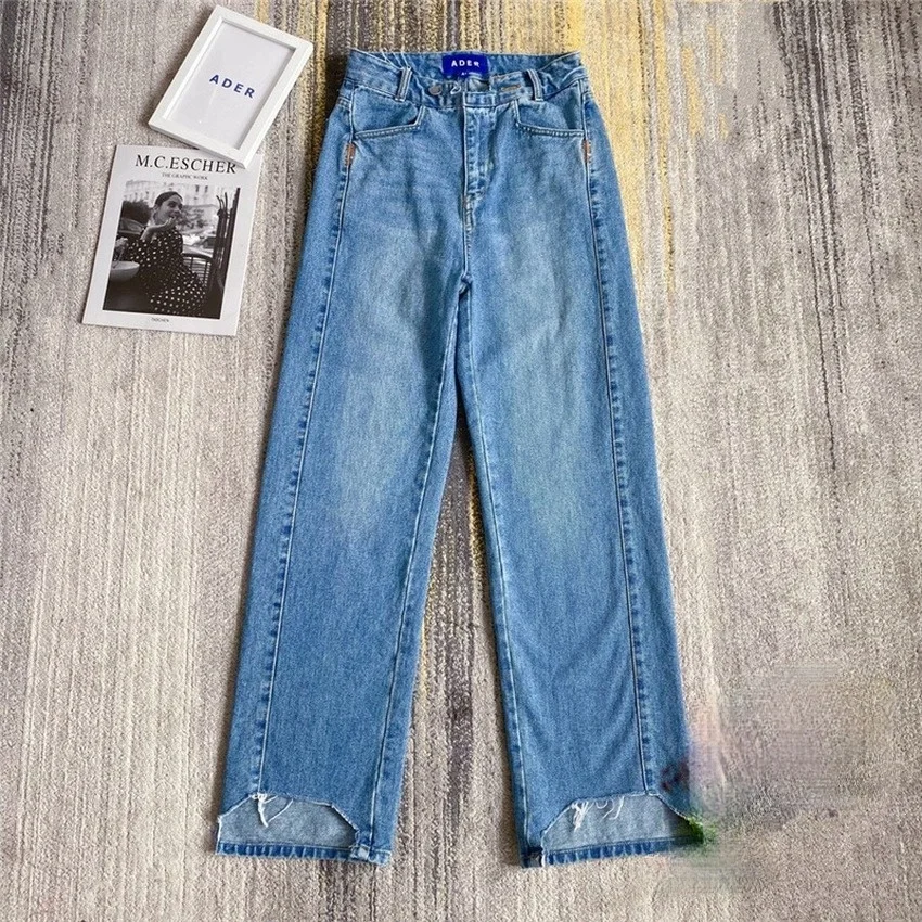 

Тяжелые тканевые джинсы с эффектом погрешности, мужские и женские джинсы с вышивкой и кисточками, штаны с эффектом погрешности внутри, Мужс...