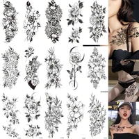 100 sheets wholesales beauty body arm temporary tattoos flash art black flower rose women sleeve waterproof fake tatoo sticker