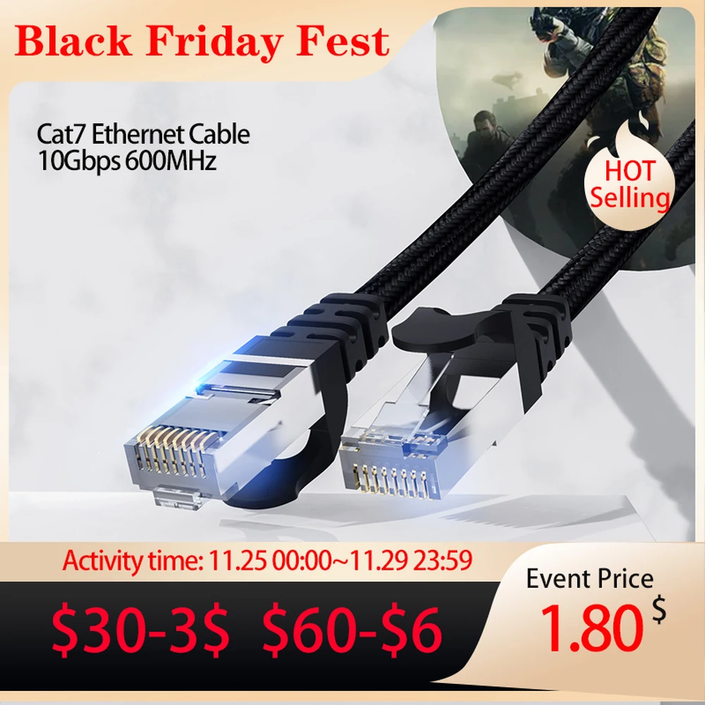 Кабель Ethernet RJ45 Cat7 STP RJ 45 10 Гбит/с/600 МГц FTP сетевой кабель для ПК роутера ноутбука PS5