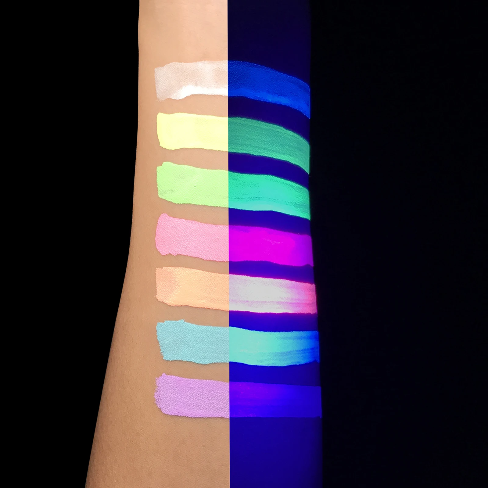2021Neon Cake Water Activated Eyeliner Set Rainbow Color Aqua UV Glow Blacklight Body Face Paint Coloured Eye Liner Cream Makeup