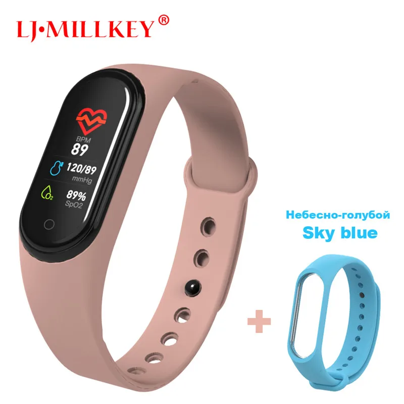 M4Pink-SkyBlue Умный Браслет Интеллектуальный трекер активности M4 умный Браслет Смарт-браслет 4 пульсометр фитнес-трекер умные часы для мужчин и женщин - Цвет: M4Pink-SkyBlue