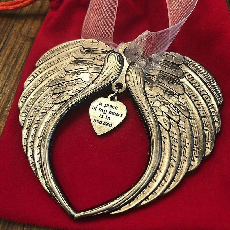 

Christmas Navidad Angel Wing Ornament Stylish Pendant Decoration My Half Heart Is In Heaven Memorial Christmas Decoration 2022