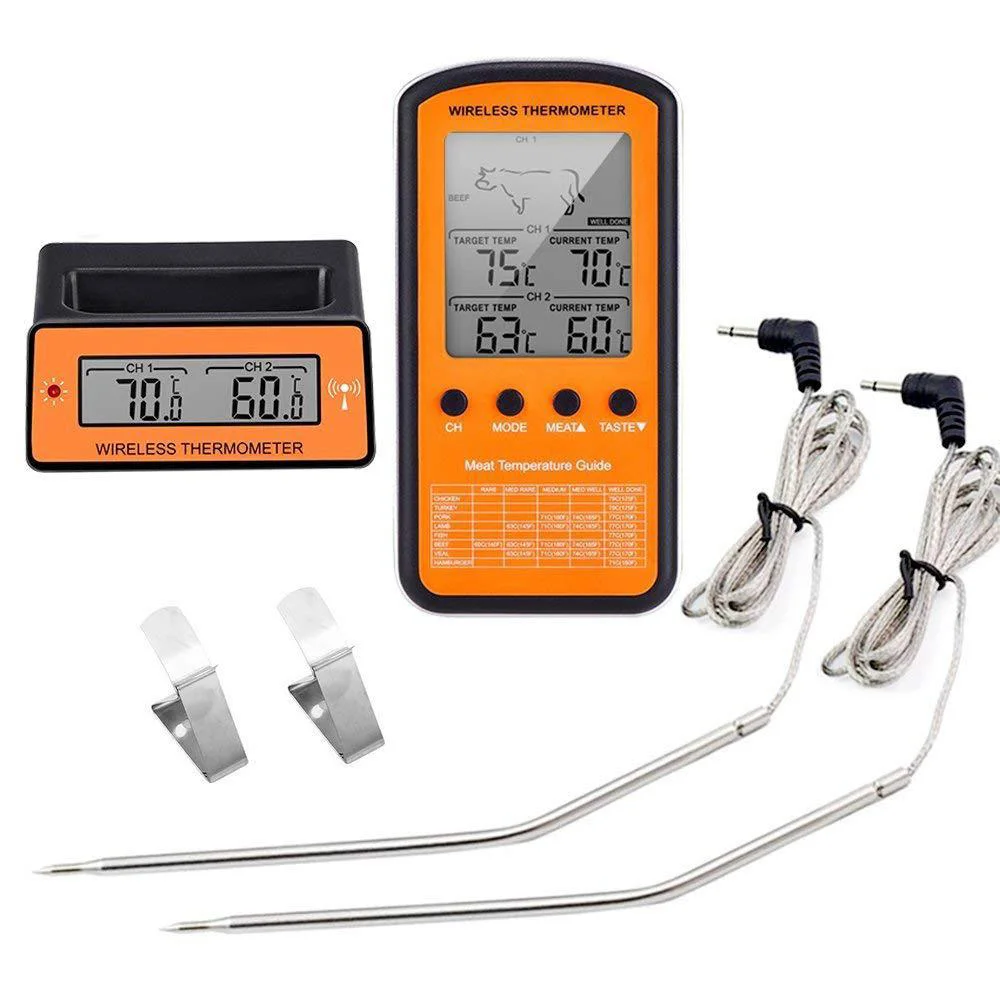 Wireless remote BBQ Thermometer Dual Probe Digital Meat Food Oven new | Дом и сад