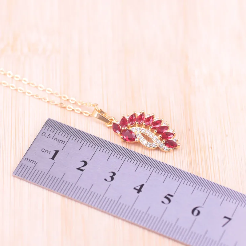 Набор ювелирных изделий Risenj колье серьги красный камень маркиза ювелирные