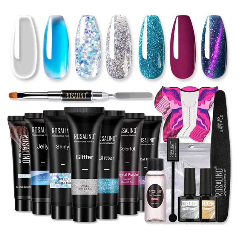 

7 Colors UV Gel Quick Building Nail Tips Builder Finger Extension Top Base Coat False Nails Manicure Tool