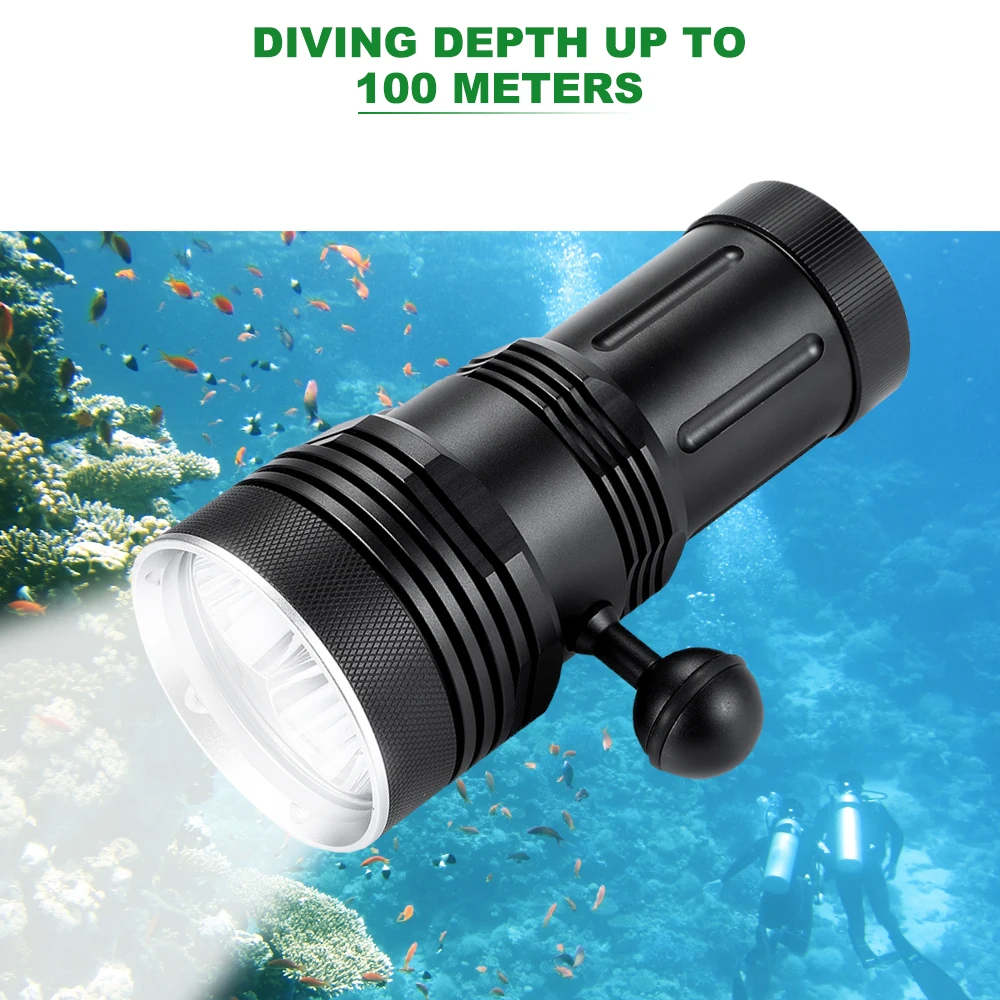 Beli Tinggi Kuat Senter 7000LM XHP70 LED Senter Selam Underwater 100m IPX9 Tahan Air Lampu Hiking Camping Berburu Lanterna