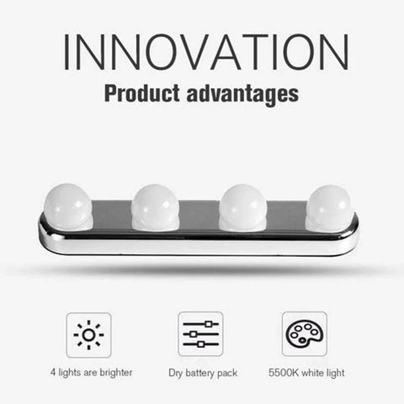 4 лампы стакан на присоске макияж зеркало светильник без штамповки портативный