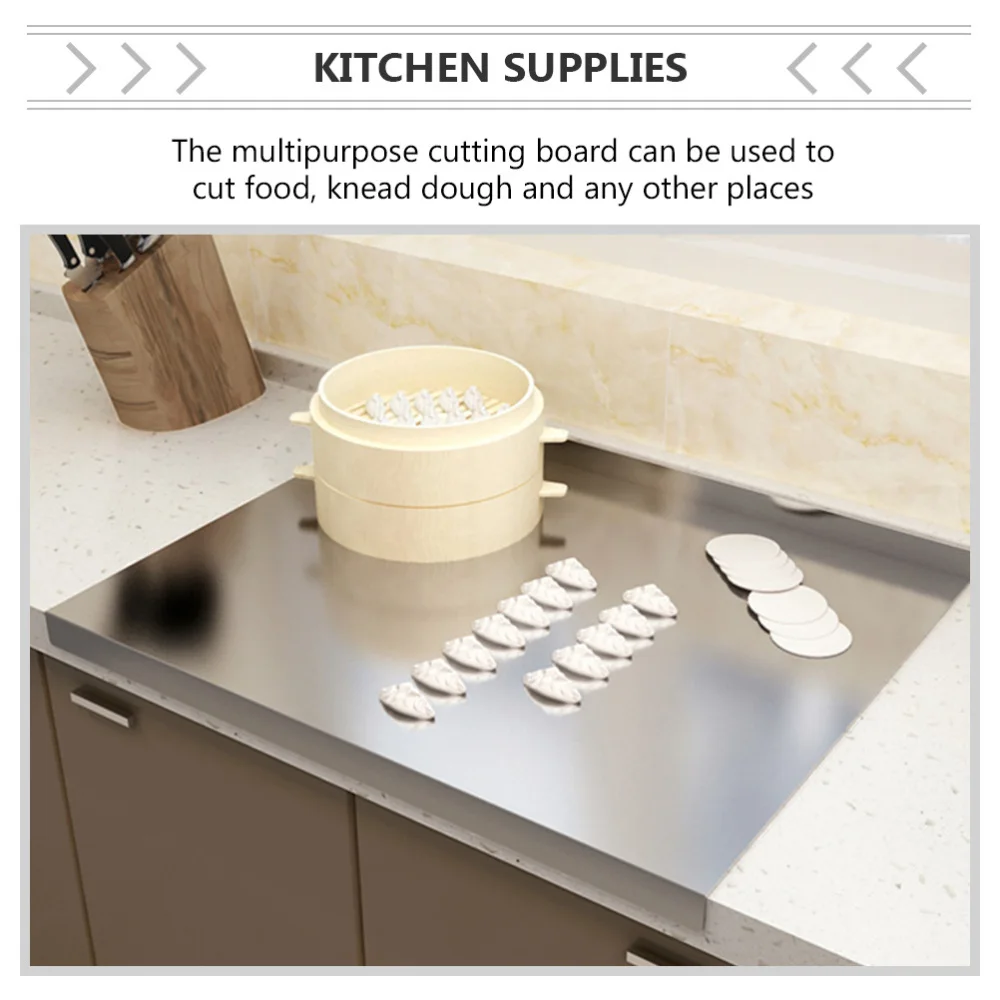 

1Pc Stainless Steel Dough Pastry Board Cutting Board Chopping Board (Sliver)