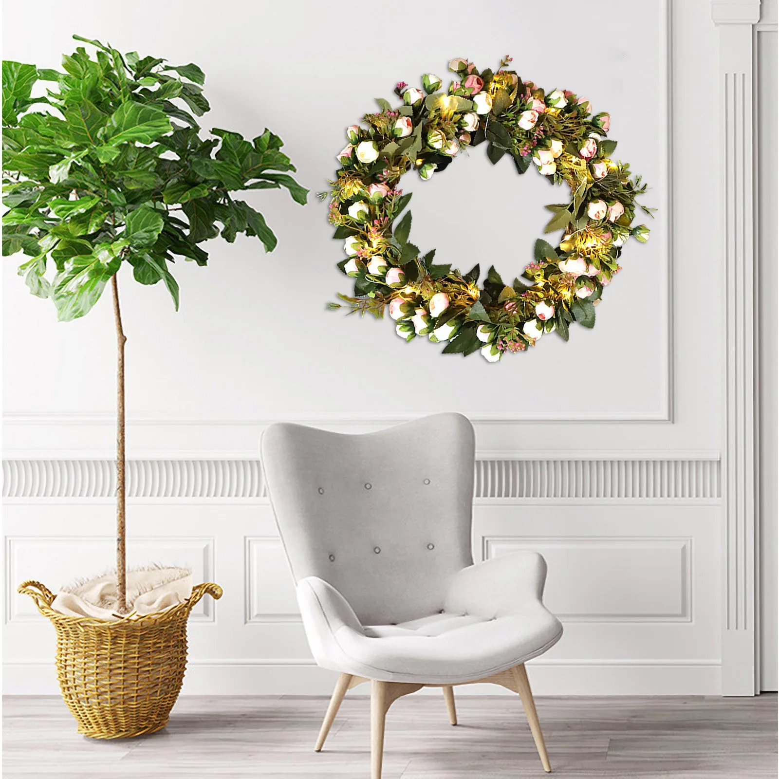 

room decoration Valentine's Day Artificial Flower Rose Bud Vine Circle Decorative Rose Wreath home accessories Dropshipping