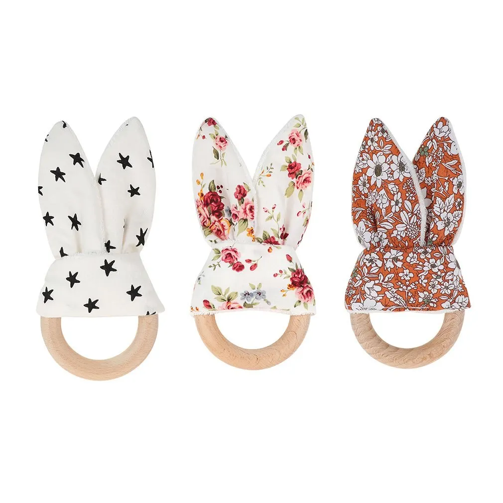 

Wooden Baby Teething Rings Infant Teether Toy DIY Accessories For 3-12 Month Infants Tooth Care Products