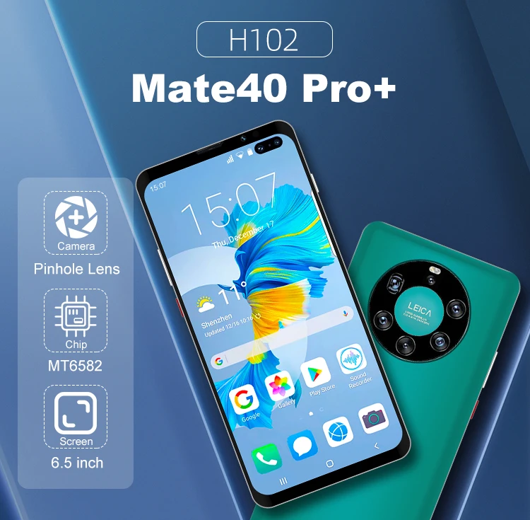 

Mate40 Pro+ Smartphone Android 6.5in HD Screen MTK6580P Quad Core CPU Cheap Mobile Phones Full Screen Unlocked Cell Phones