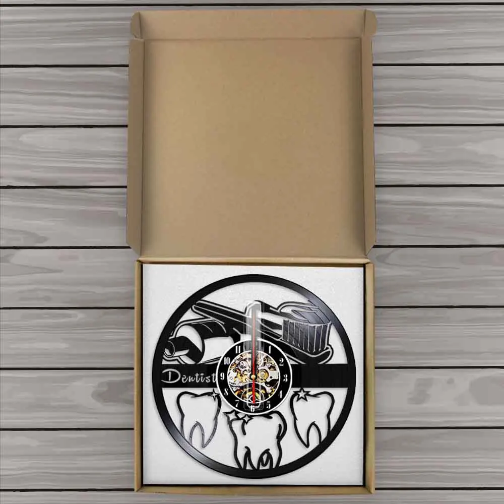 Стоматологическая виниловая запись настенные часы Teethbrush и гигиена полости рта