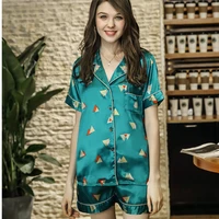 high grade summer fashion women pajamas turn down collar sleepwear 2 two piece set shirtshorts casual pajama sets ad353