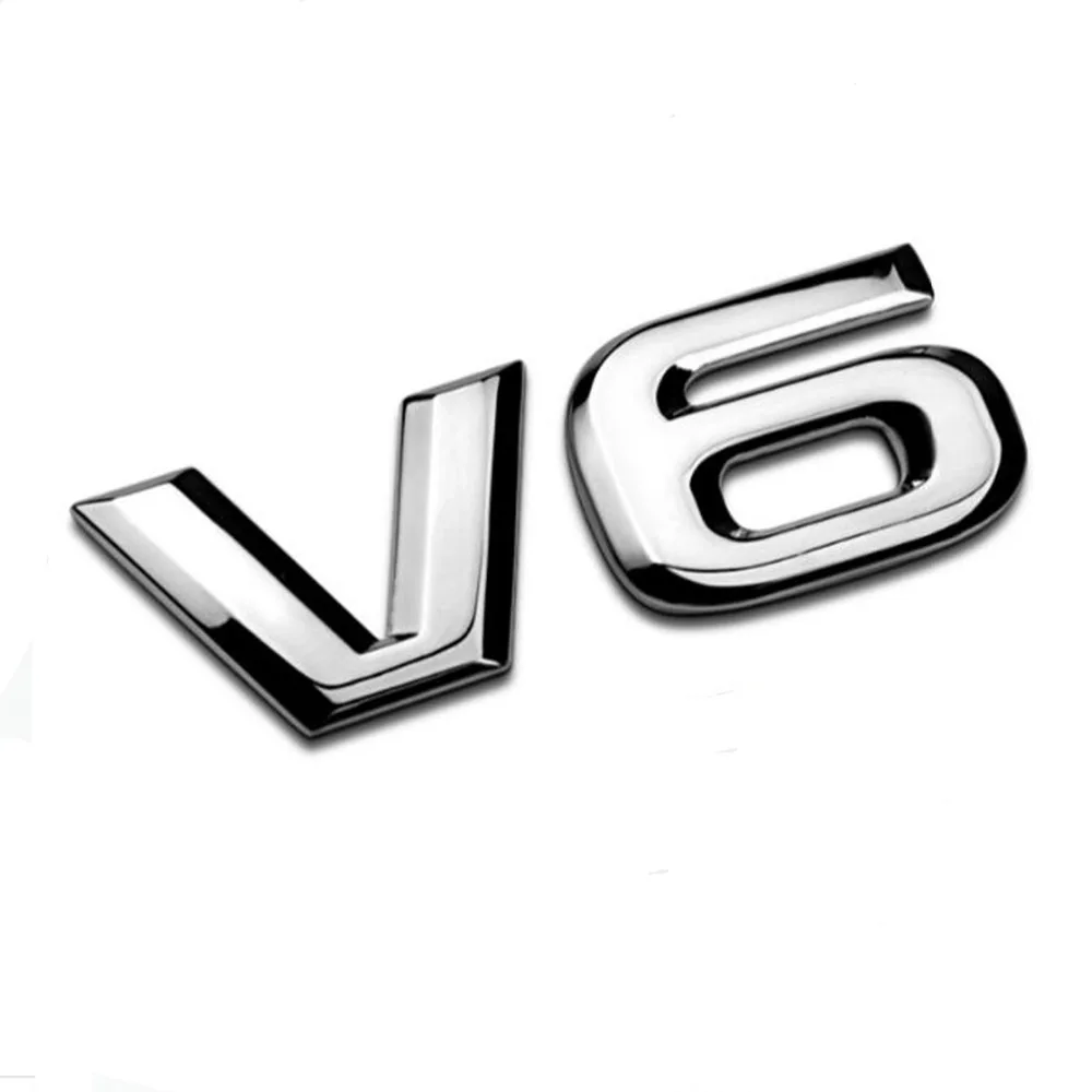 Silver Dsycar 3D металлический V6 дисплей двигателя автомобиля стикер эмблема значок для Декор для автомобилей Аксессуары - Название цвета: Silver
