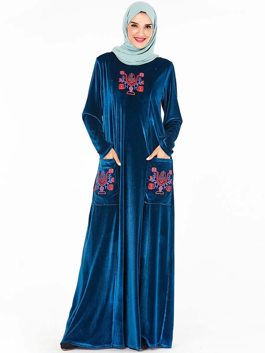 Дубай Кафтан вельветовое мусульманское платье женское кимоно Jubah халат абайя