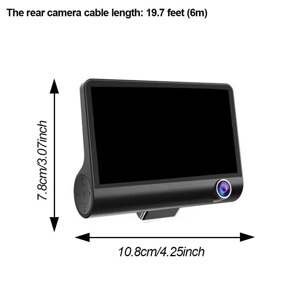 

4-inch High-definition Driving Recorder 1080P Dual-record Three-lens Reversing Image Black Box Inside And Outside The Car