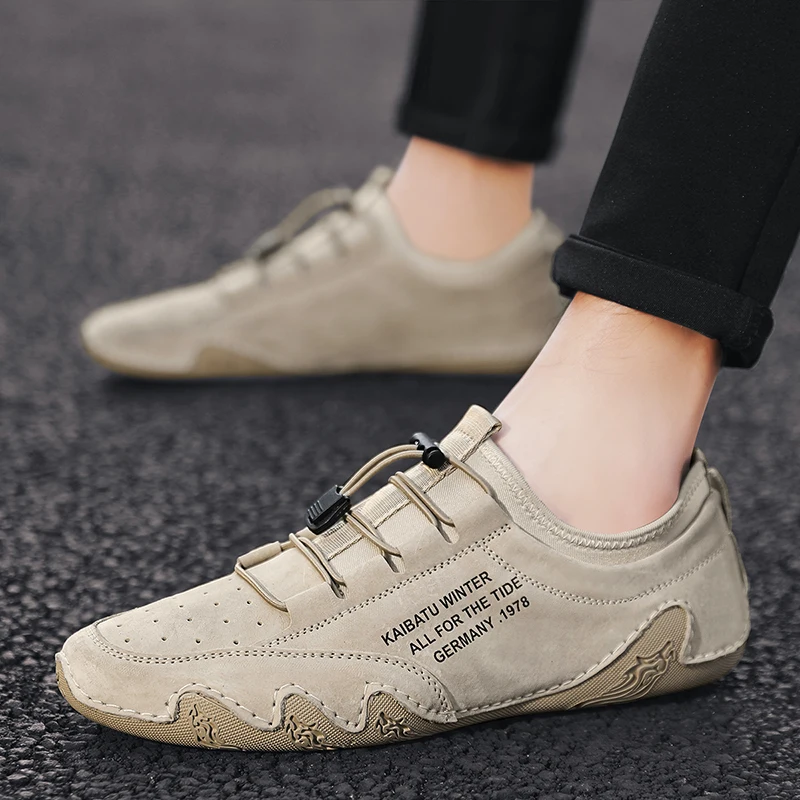 Мужская обувь Замшевые кожаные Нескользящие удобные кроссовки ручной работы