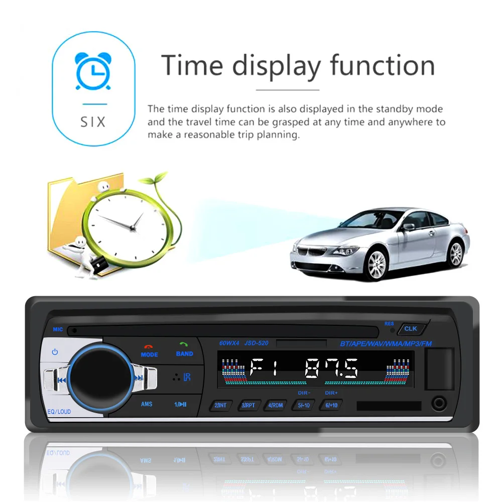SD USB JSD-520 12 В In-dash 1 din FM Aux вход приемник Автомобильное стерео радио Bluetooth Авторадио
