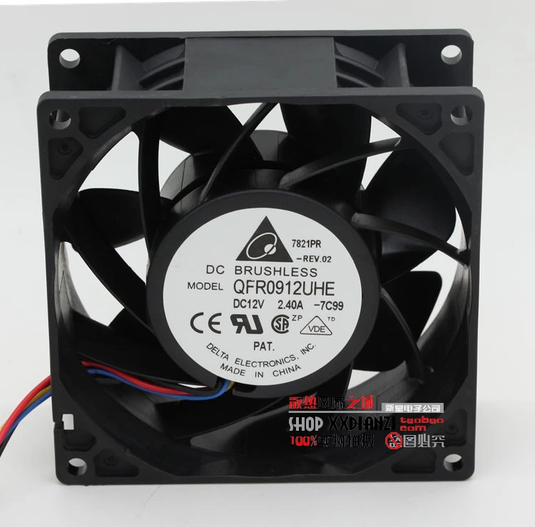 Delta Electronics QFR0912UHE 7C99 DC 12V 2.40A защитного стекла 92x92x38 мм 4 провод Сервер вентилятор