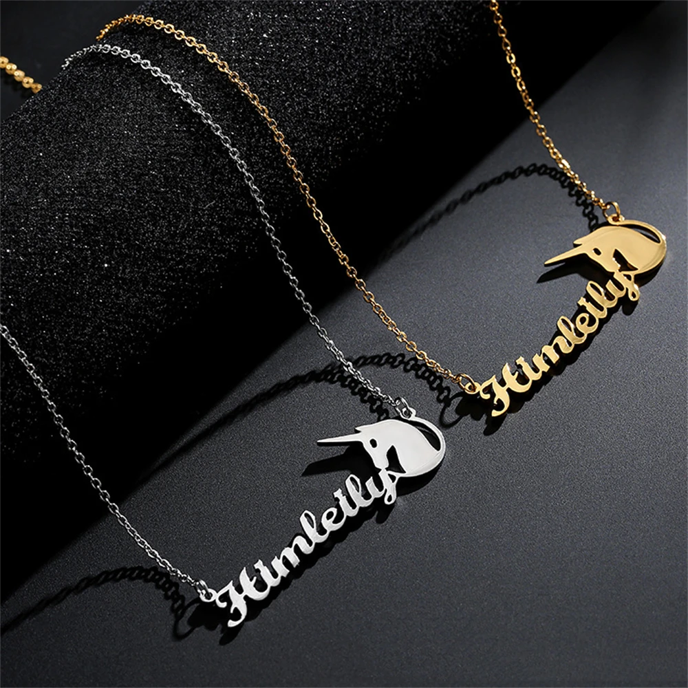 

Fils Custom Animals Horse Name Necklaces Jewelry Stainless Steel Personalized Gold Nameplate Customized BFF Gift Collar de mujer
