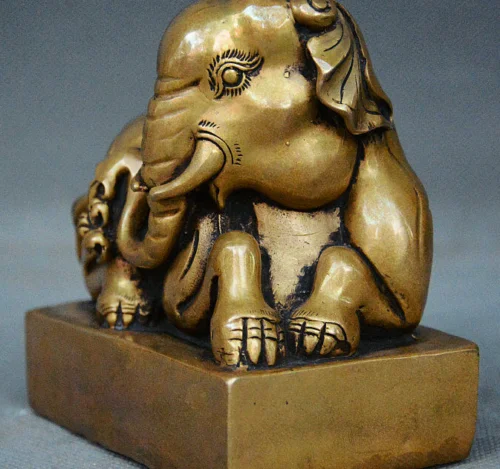 

Collect Chinese Bronze Feng Shui Animal Wealth Elephant Statue Seal Stamp Signet