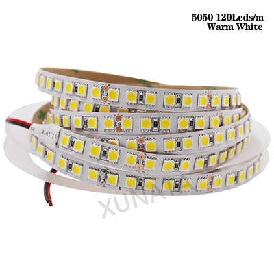 5050 120Leds WW 5 м/лот DC12V SMD5050 5054 2835 Светодиодные ленты веревка лента 300 светодиодный 1200 светодиодный Водонепроницаемый гибкий светодиодный лента светильник домашний Декор Светильник - Испускаемый цвет: 5050 120Leds WW