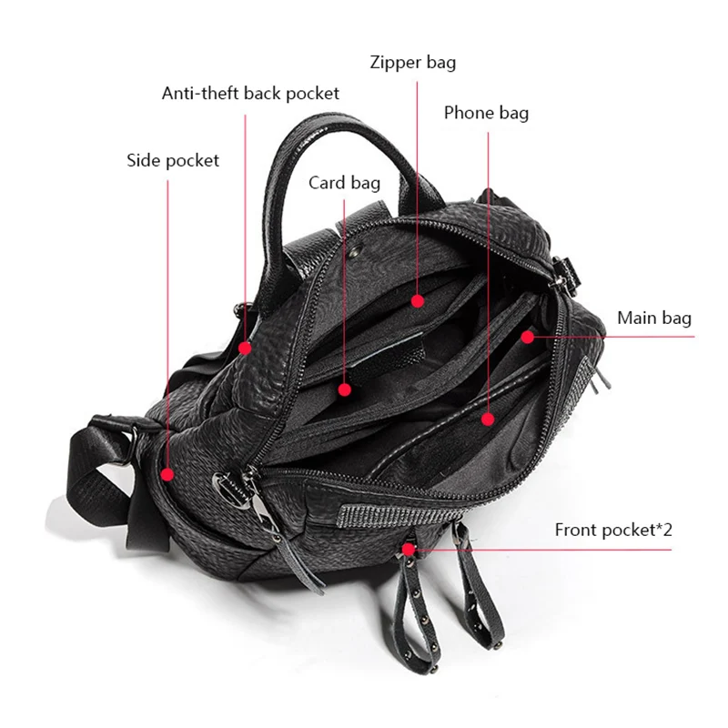 

Brand Women Backpack 2021 Teenage Girl Schoolbag Ladies Genuine Leather Backpacks Fashion Dual-use Shoulder Bag Mochila Shipping