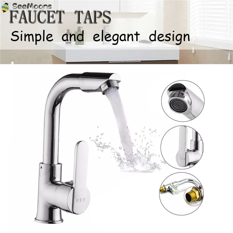 

1PC Chrome Kitchen Faucet Single Hole Roatation Rotating Handle Cold And Hot Water Faucet For Kitchen And Bathroom Basin