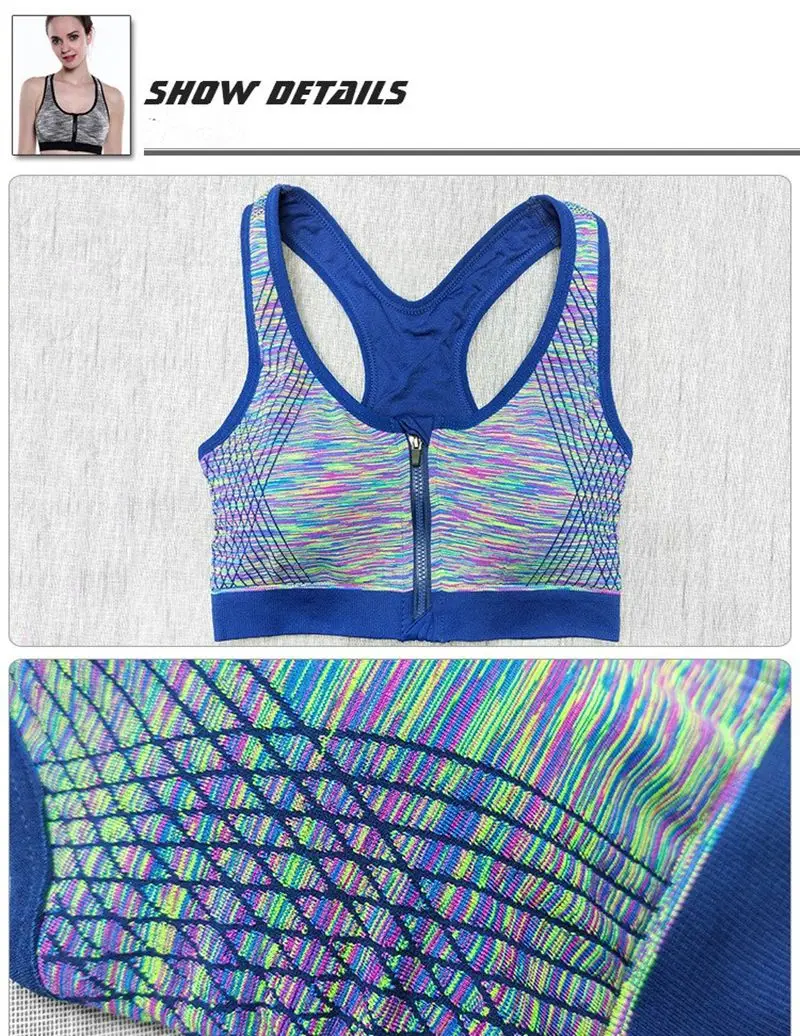 Женские спортивные бюстгальтеры на молнии с эффектом пуш-ап дышащие топы размера