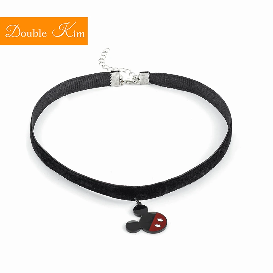 Черный мультяшный чокер из титановой нержавеющей стали кожаный ремешок подвеска