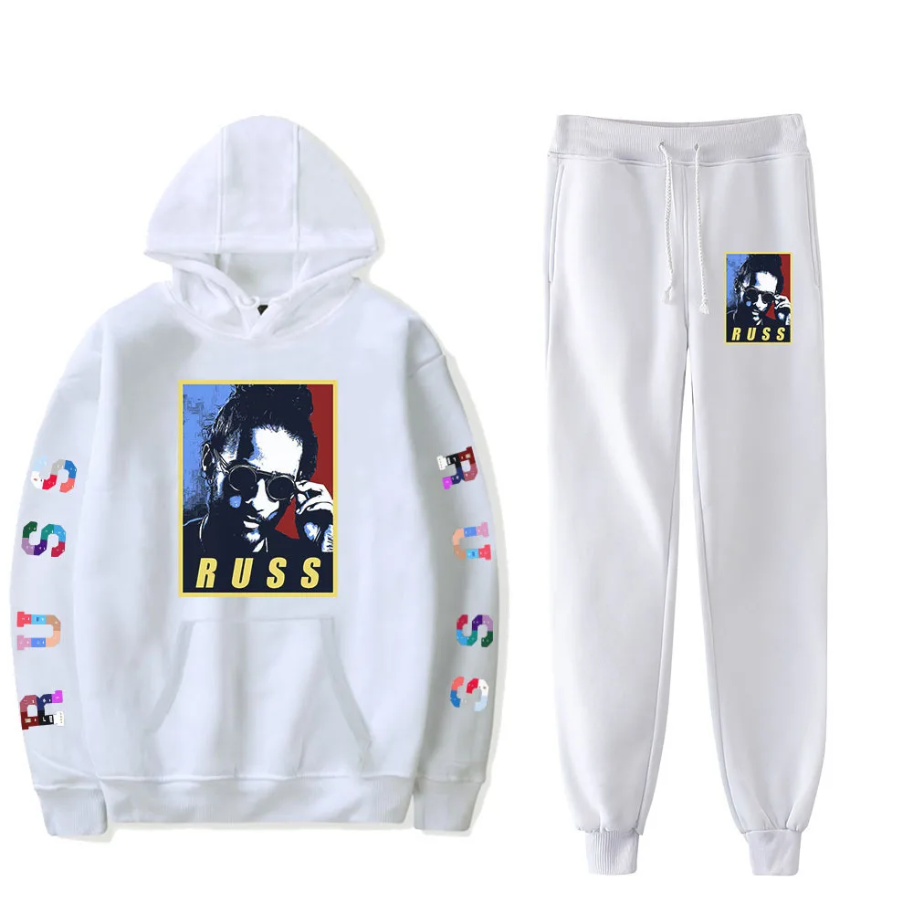 

2021 New Russ Hoodie Sweatshirt Sweatpants Suit Fashion casual Shirt Trousers Sets Unisex Clothes Bottom Pullover Clothes