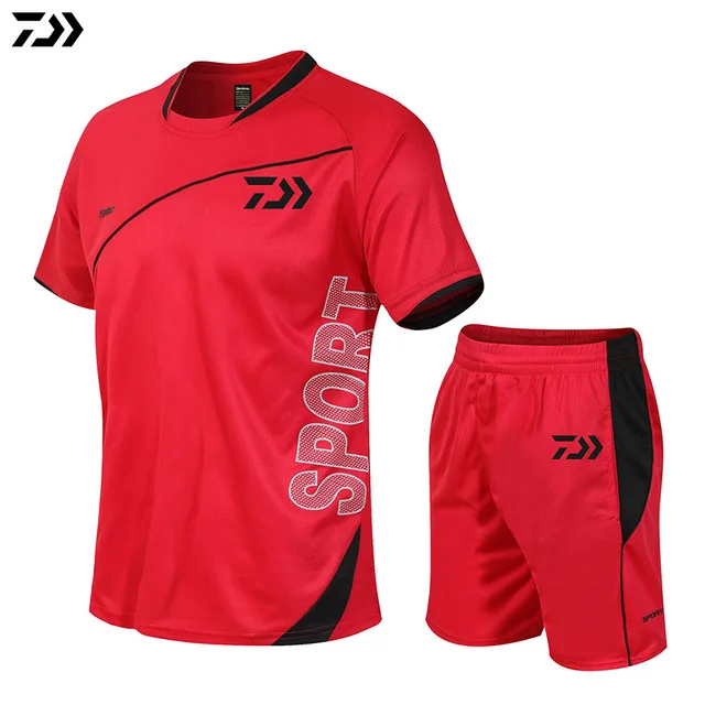 

DAIWA Fishing Clothing Set Spring Summer Outdoors Quick Dry Patchwork DAWA Fishing Shirt and Shorts Men Breathable Fishing Suirt