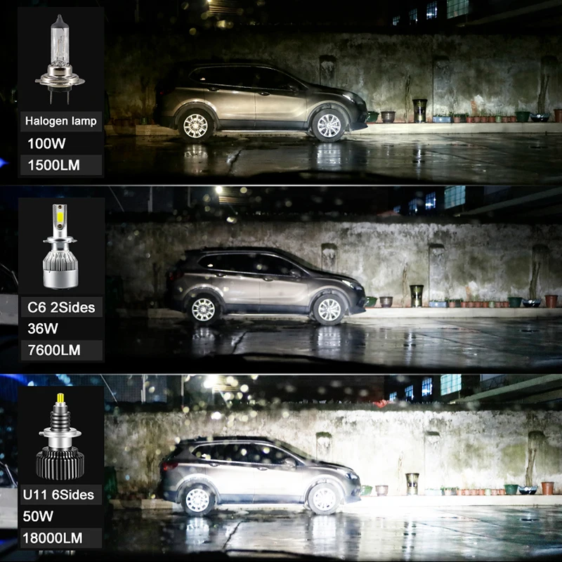 2 шт. Автомобильные светодиодные лампы H8 H1 9012 HB4 HB3 18 000 лм 12 В|Передние LED-фары для