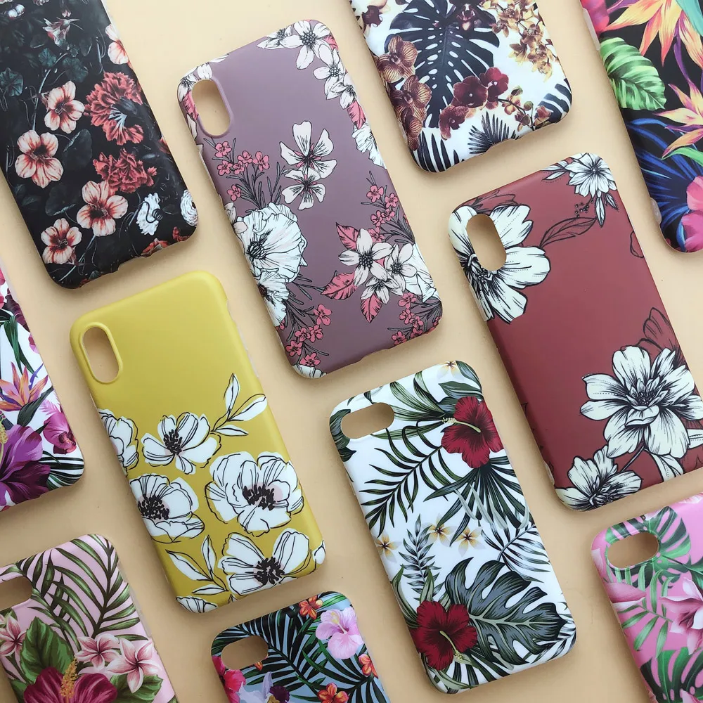 Цветные чехлы для телефонов в стиле ретро с цветами iphone 6 6S 7 8 Plus Матовая Мягкая