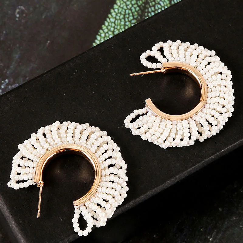 2021 женские серьги богемные ручной формы из бисера кольцо для ушей ювелирные