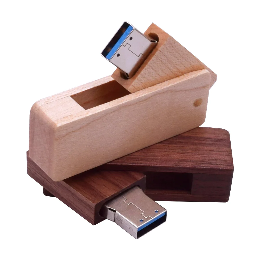 Три вращающихся деревянных USB флэш-накопитель 128 Гб 64 ГБ 32 16 ручка-накопитель Chiavetta