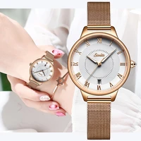2021 unique women round watch rose gold lady elegant wristwatch sunkta brand minimalism casual dress watch for female gift clock